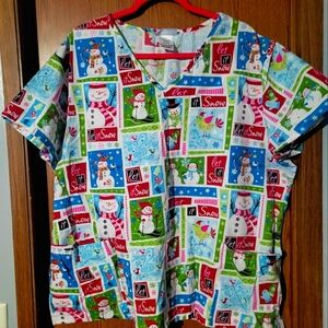 Christmas Scrub Top 2X